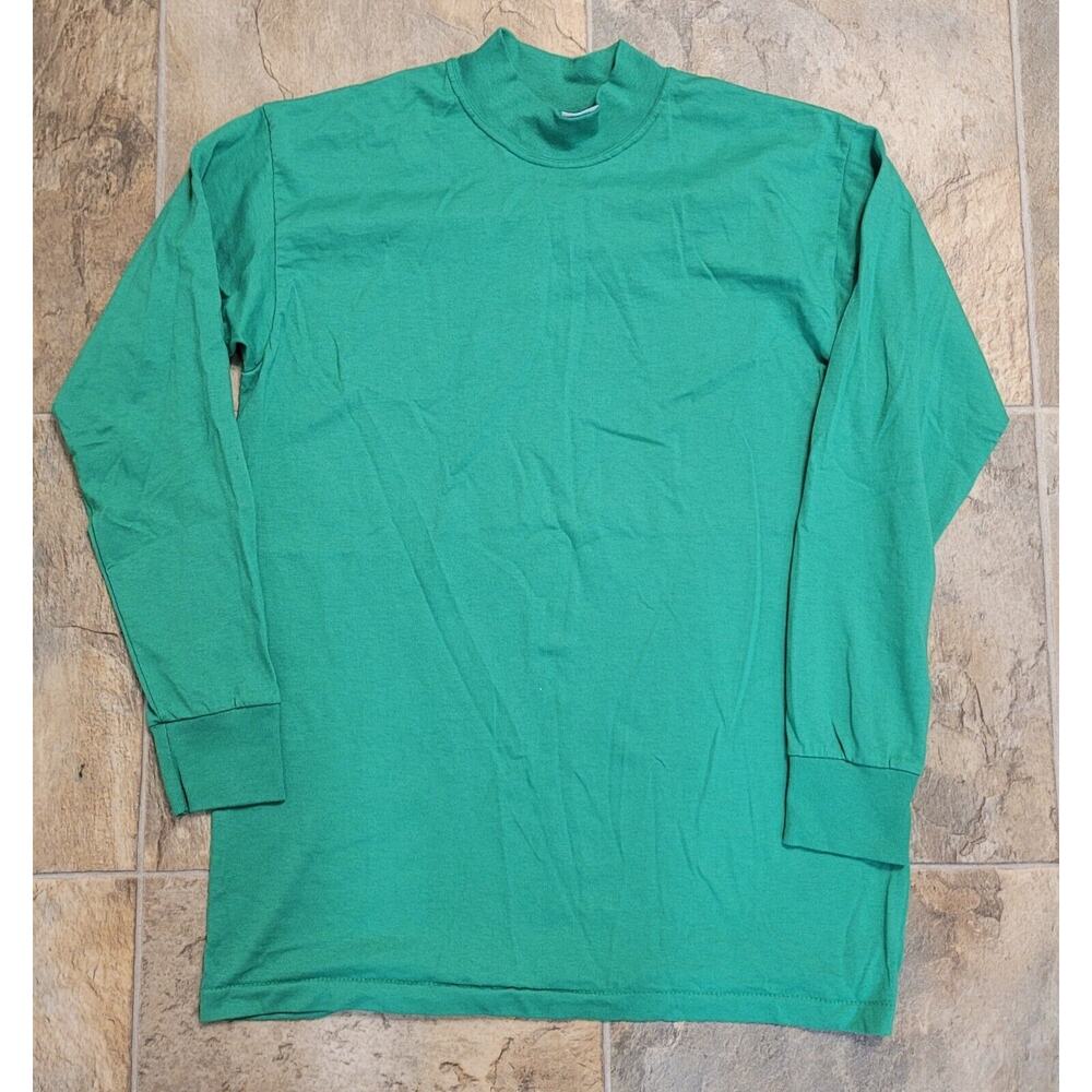 Vintage Duke Athletic Products Long Sleeve Shirt Green Sz M Turtle Neck 80s USA